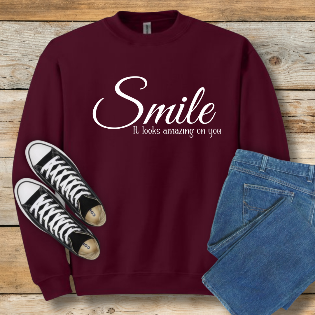 Smile (It Looks Amazing On You) Sweatshirt | Positive Christian Witness Shirt