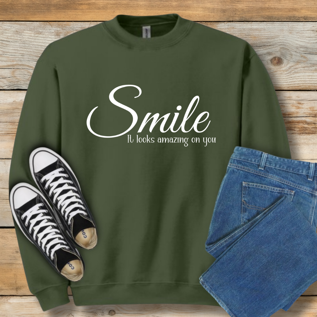 Smile (It Looks Amazing On You) Sweatshirt | Positive Christian Witness Shirt