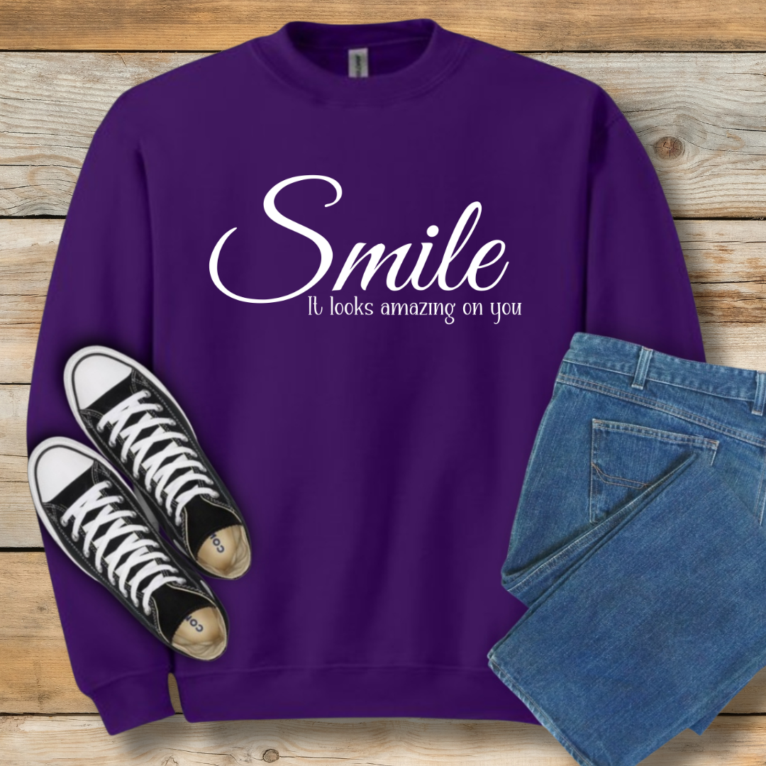 Smile (It Looks Amazing On You) Sweatshirt | Positive Christian Witness Shirt