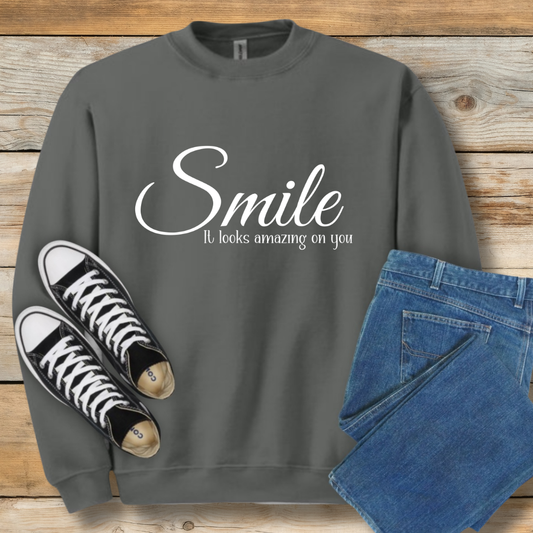 Smile (It Looks Amazing On You) Sweatshirt | Positive Christian Witness Shirt
