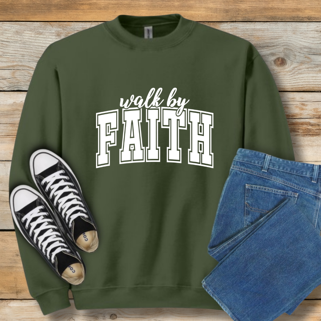 Walk By Faith Sweatshirt | Classic 2 Corinthians 5:7 Christian Shirt