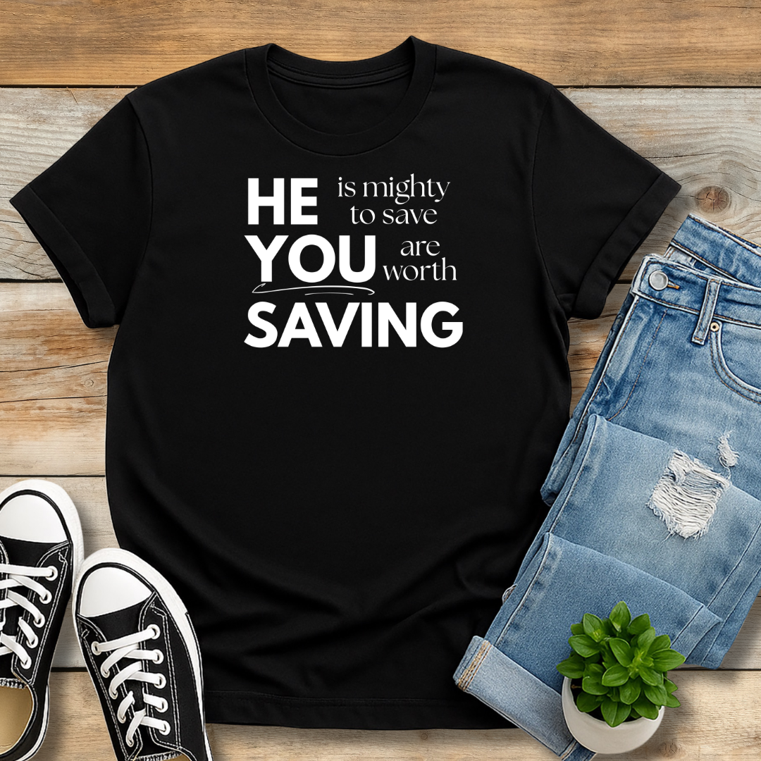 Mighty to Save Tee | Zephaniah 3:17 Biblical Graphic Shirt