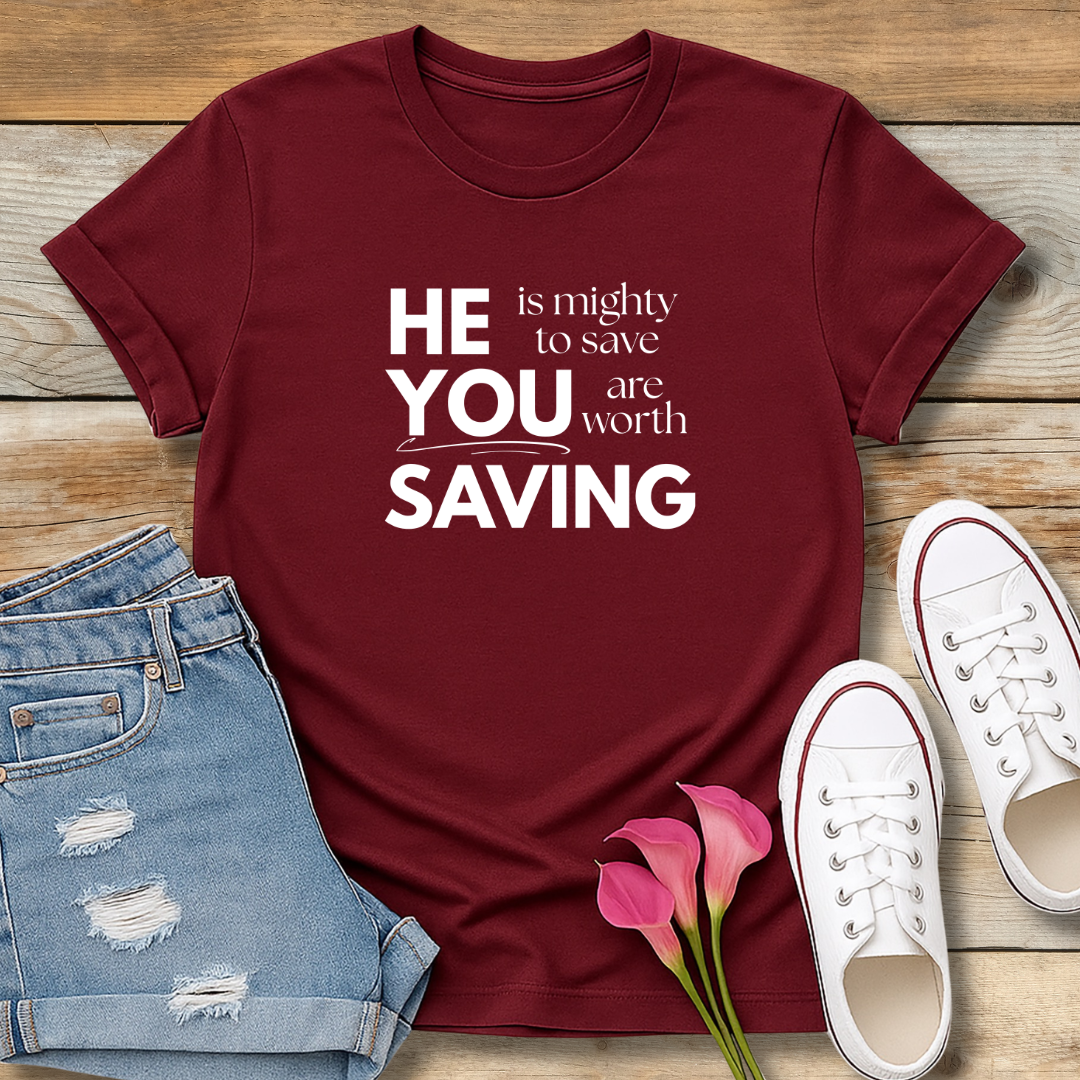 Mighty to Save Tee | Zephaniah 3:17 Biblical Graphic Shirt