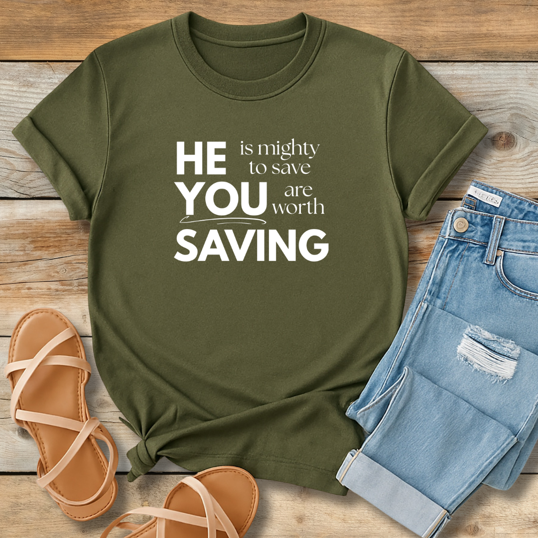 Mighty to Save Tee | Zephaniah 3:17 Biblical Graphic Shirt