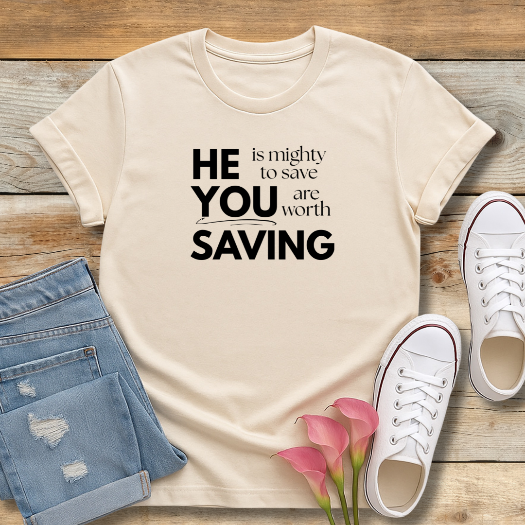 Mighty to Save Tee | Zephaniah 3:17 Biblical Graphic Shirt