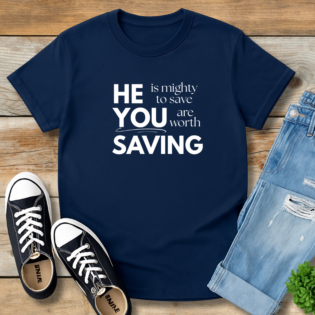 Mighty to Save Tee | Zephaniah 3:17 Biblical Graphic Shirt