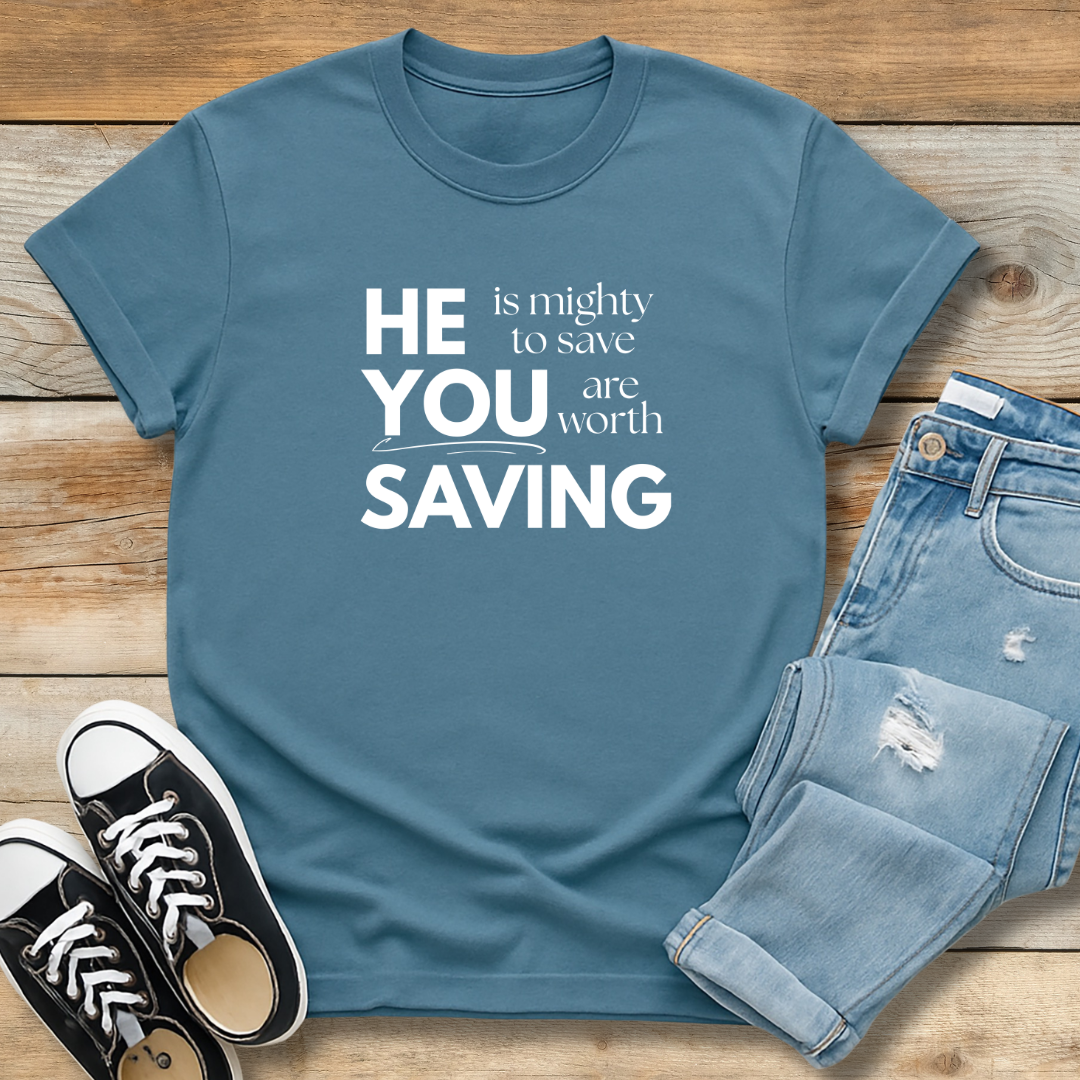 Mighty to Save Tee | Zephaniah 3:17 Biblical Graphic Shirt